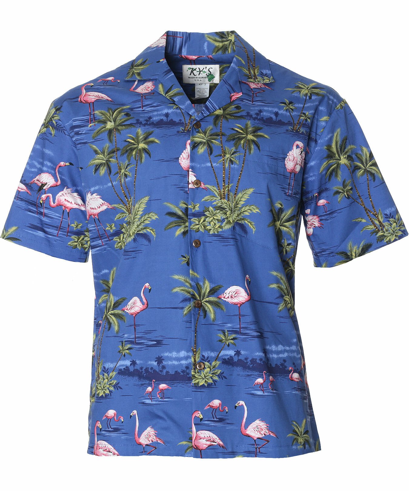 Tropical Flamingos Aloha Shirt Bermuda Blue