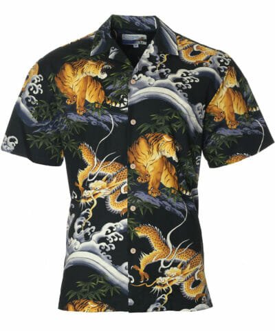 Cotton Tiger Aloha Shirt Black
