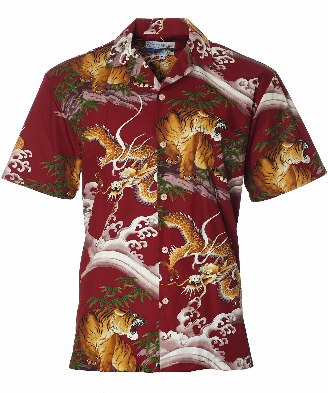 Cotton Tiger Aloha Shirt Red