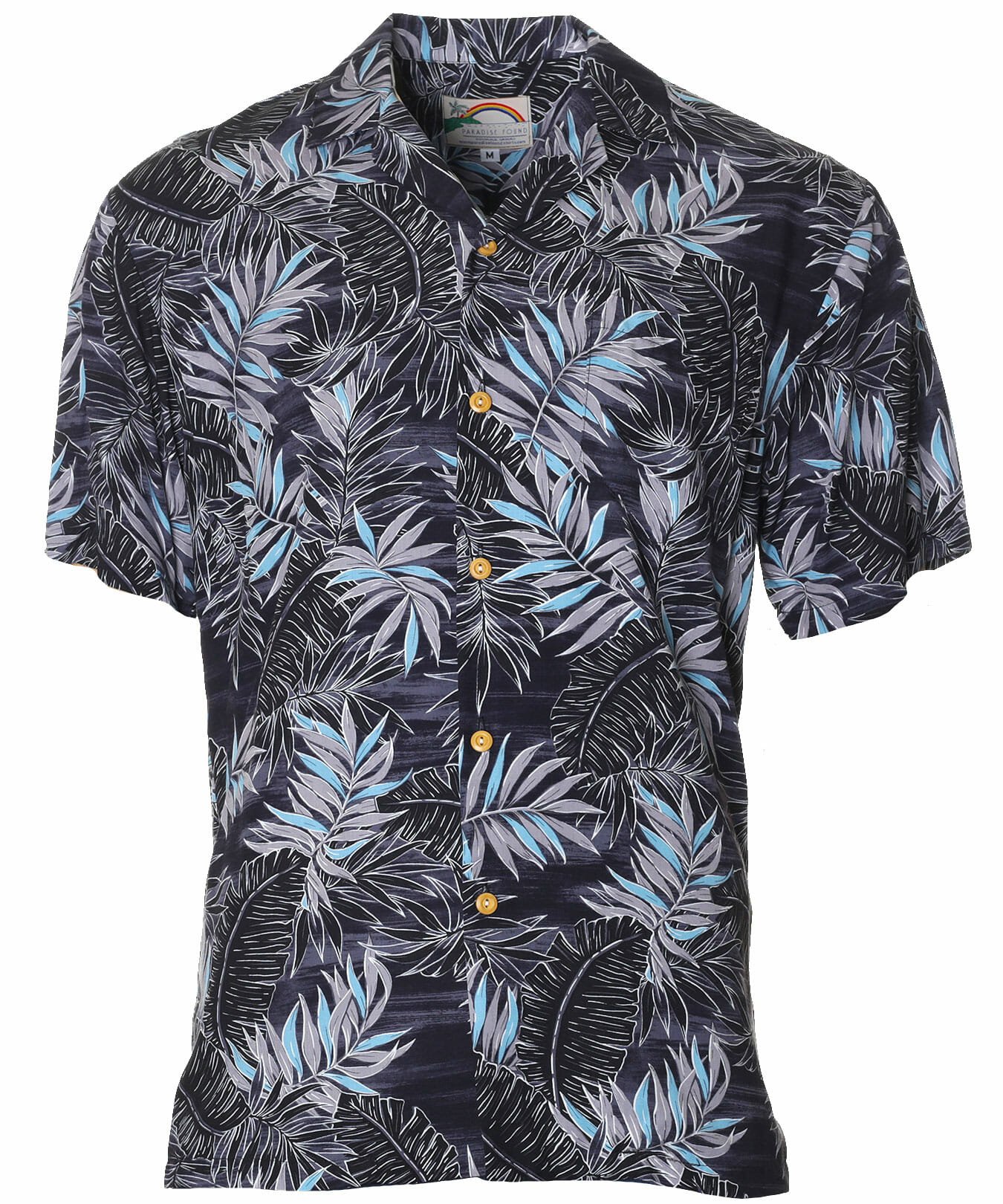 Rayon Palms Men Aloha Shirt Black