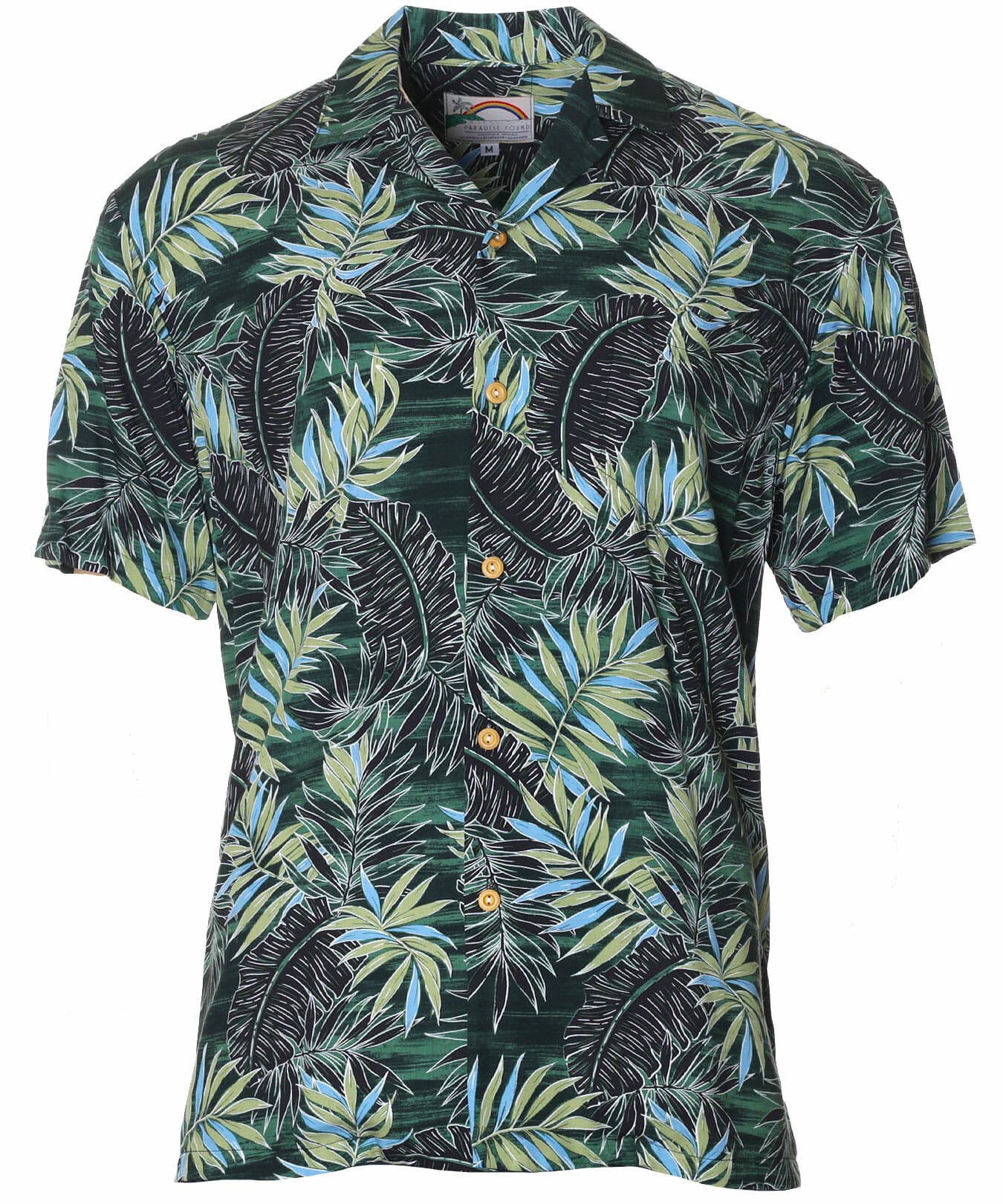 Rayon Palms Men Aloha Shirt Green