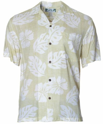 Relax Fit Rayon Aloha Shirt Beige