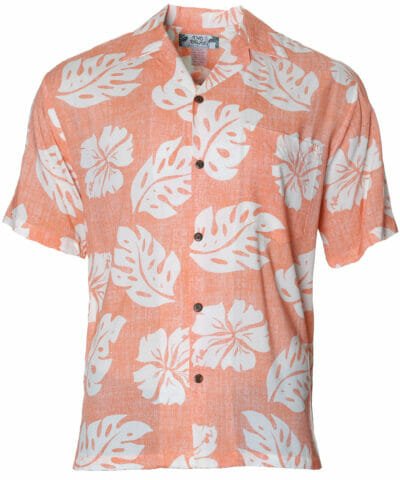 Relax Fit Rayon Aloha Shirt Coral
