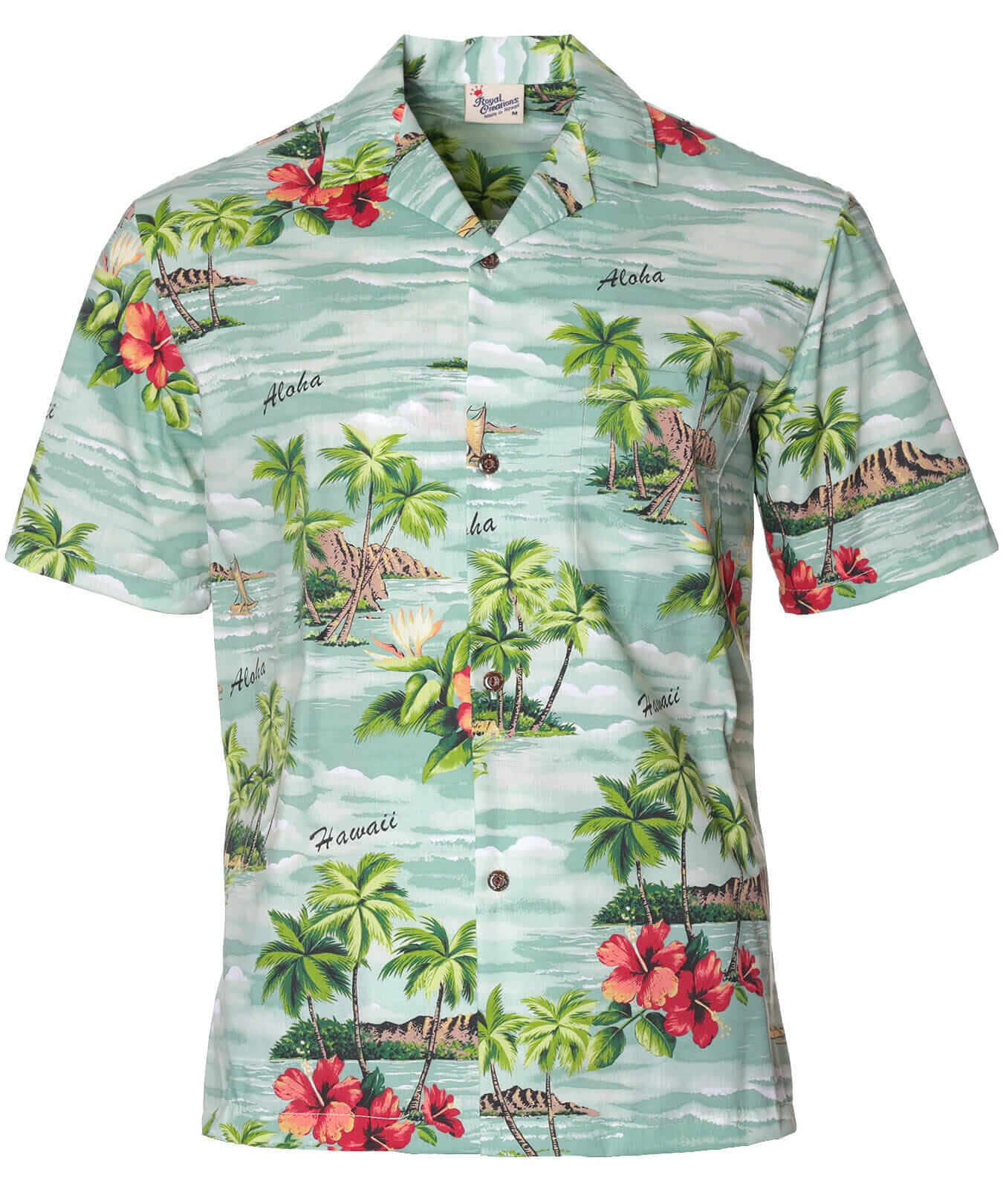 Diamond Head Hawaiian Aloha Shirt Sage
