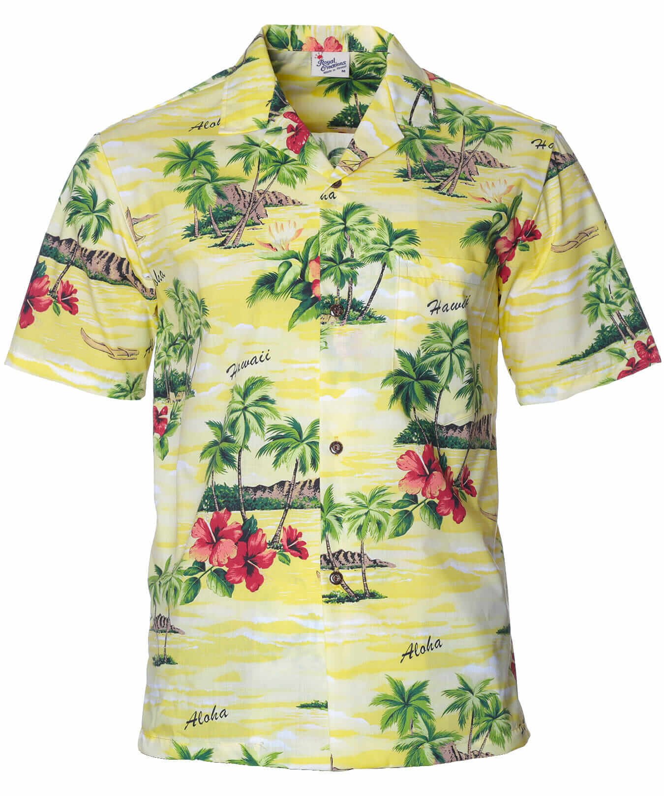 Diamond Head Hawaiian Aloha Shirt Yellow
