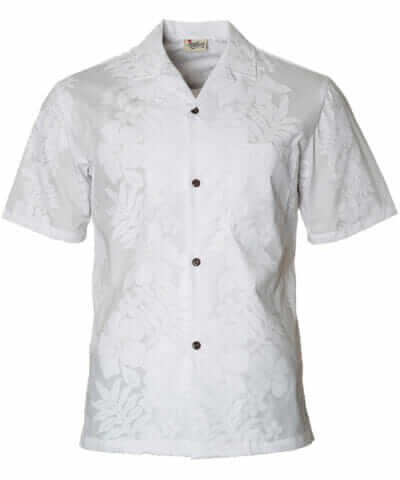 Wrinkle Free White Wedding Aloha Shirt