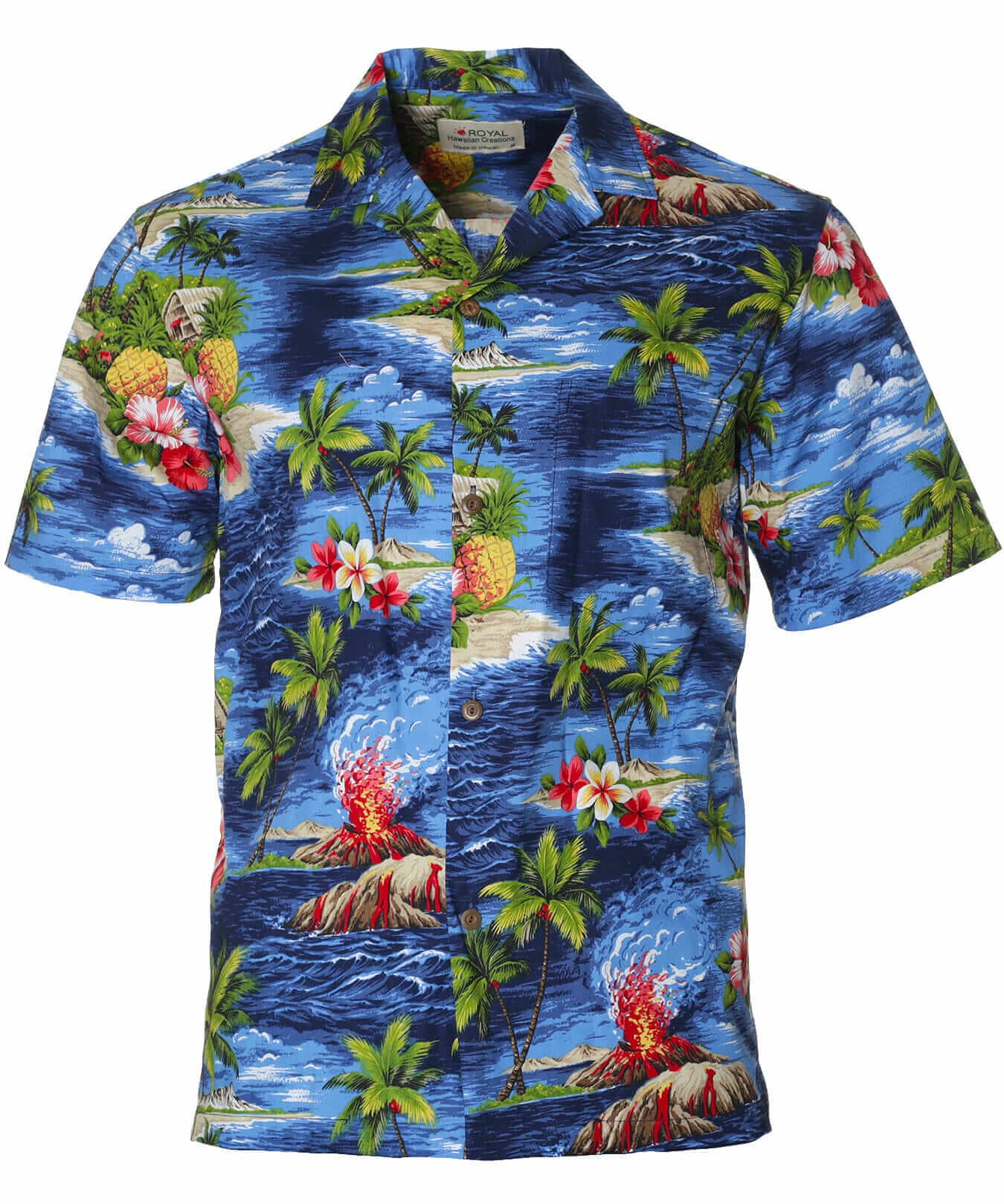 Volcano Hawaiian Shirt Navy