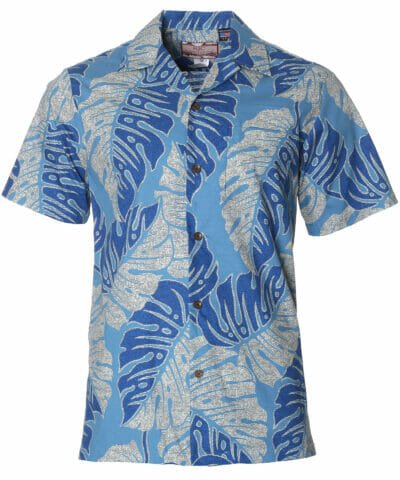 Monstera Leave Aloha Shirt Blue