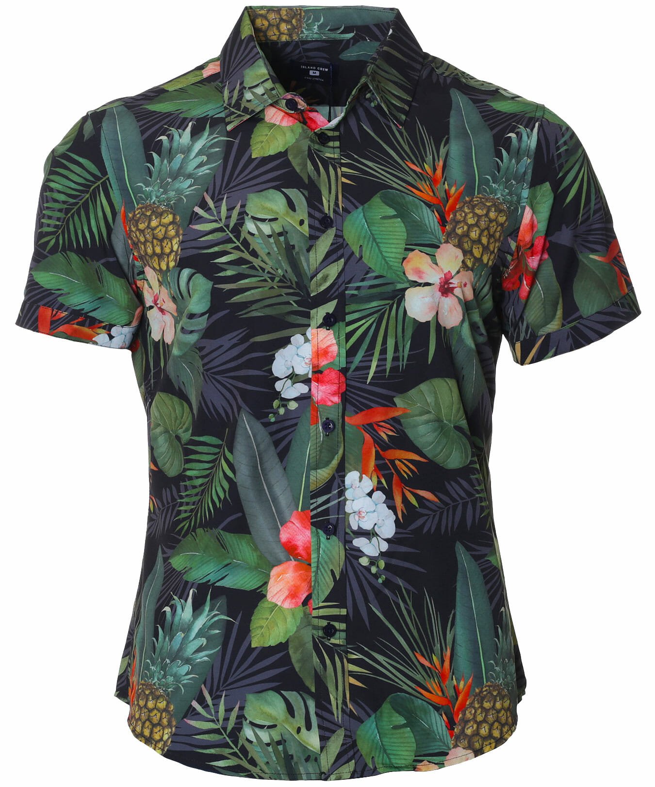 Tropical Wrinkle-Free Aloha Shirt Black