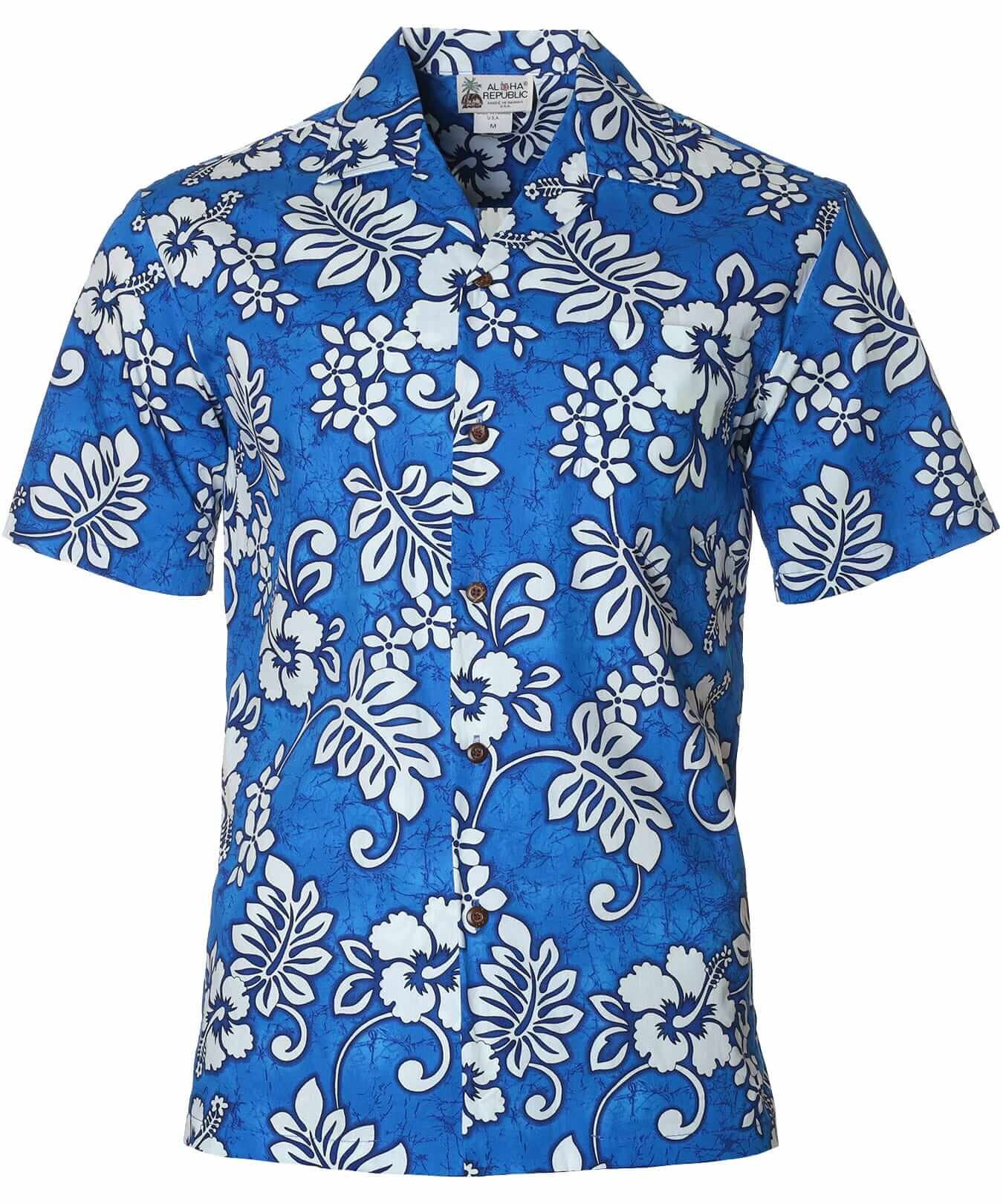 Island Tropical Cotton Aloha Shirt Blue