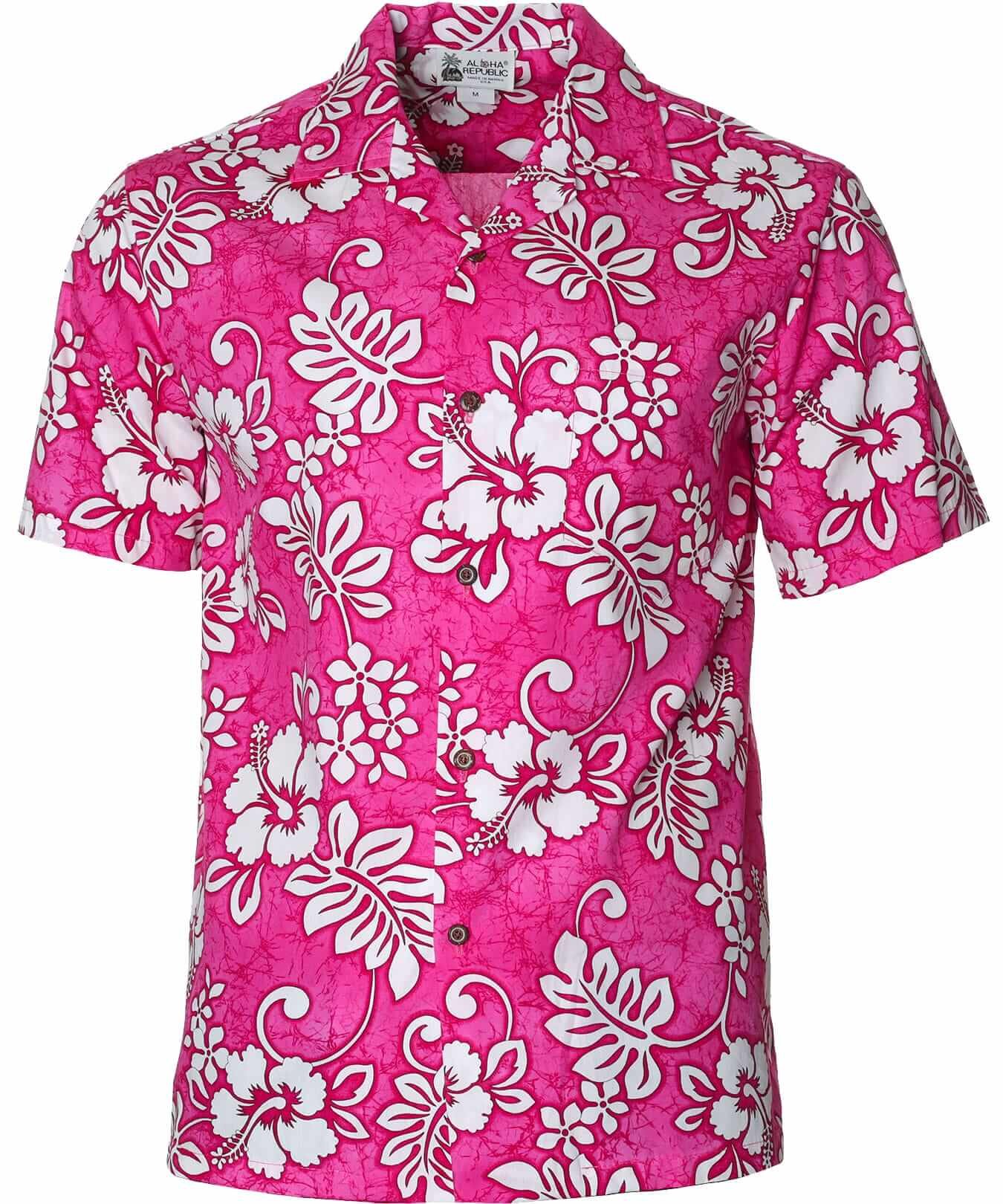 Island Tropical Cotton Aloha Shirt Pink