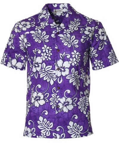 Island Tropical Cotton Aloha Shirt Purple