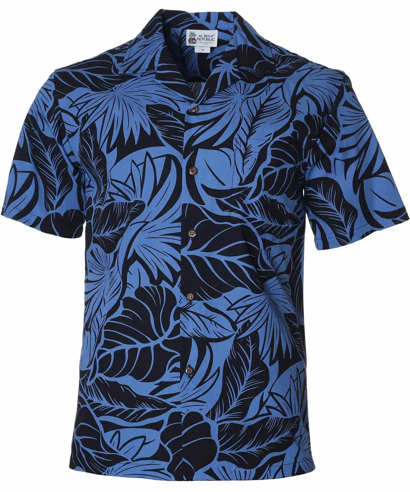 Tropical Monstera Aloha Shirt Navy