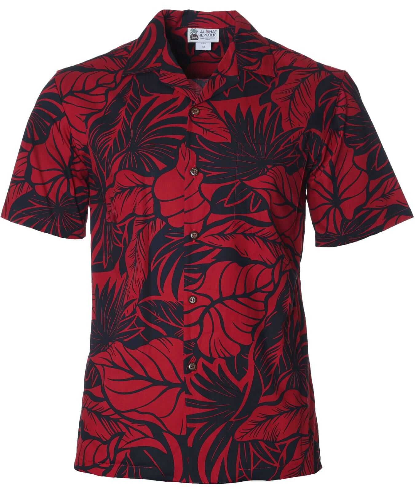 Tropical Monstera Aloha Shirt Red
