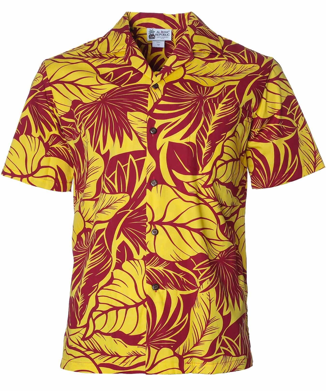 Tropical Monstera Aloha Shirt Yellow
