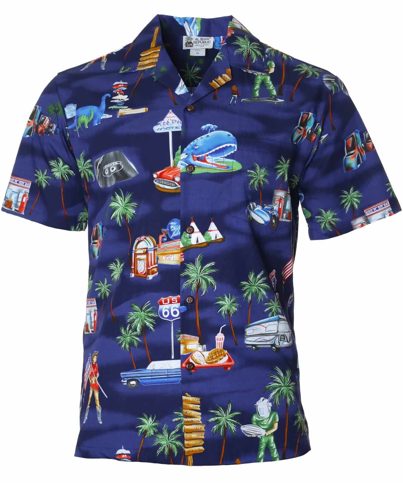 Rout 66 Cotton Aloha Shirt Navy