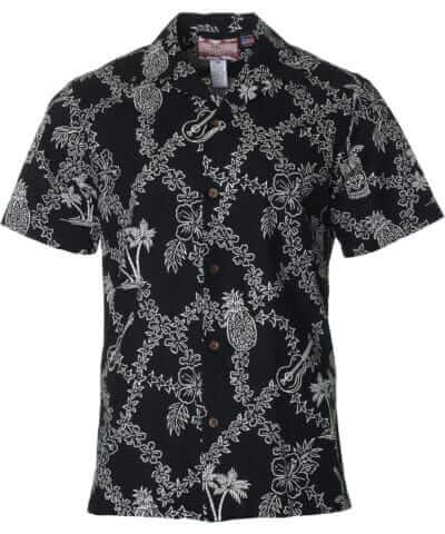 Leis of Aloha Cotton Men's Shirt Black