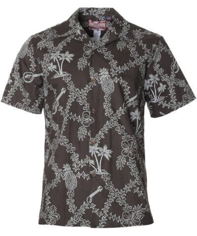 Leis of Aloha Cotton Men's Shirt Gray