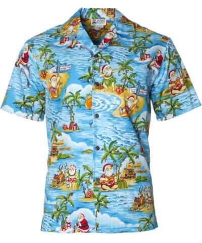 Santa in Hawaii Cotton Men's Shirt