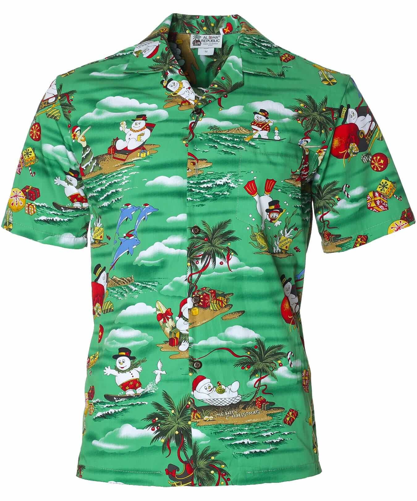 Mauna kea Christmas Aloha Santa Shirt Green