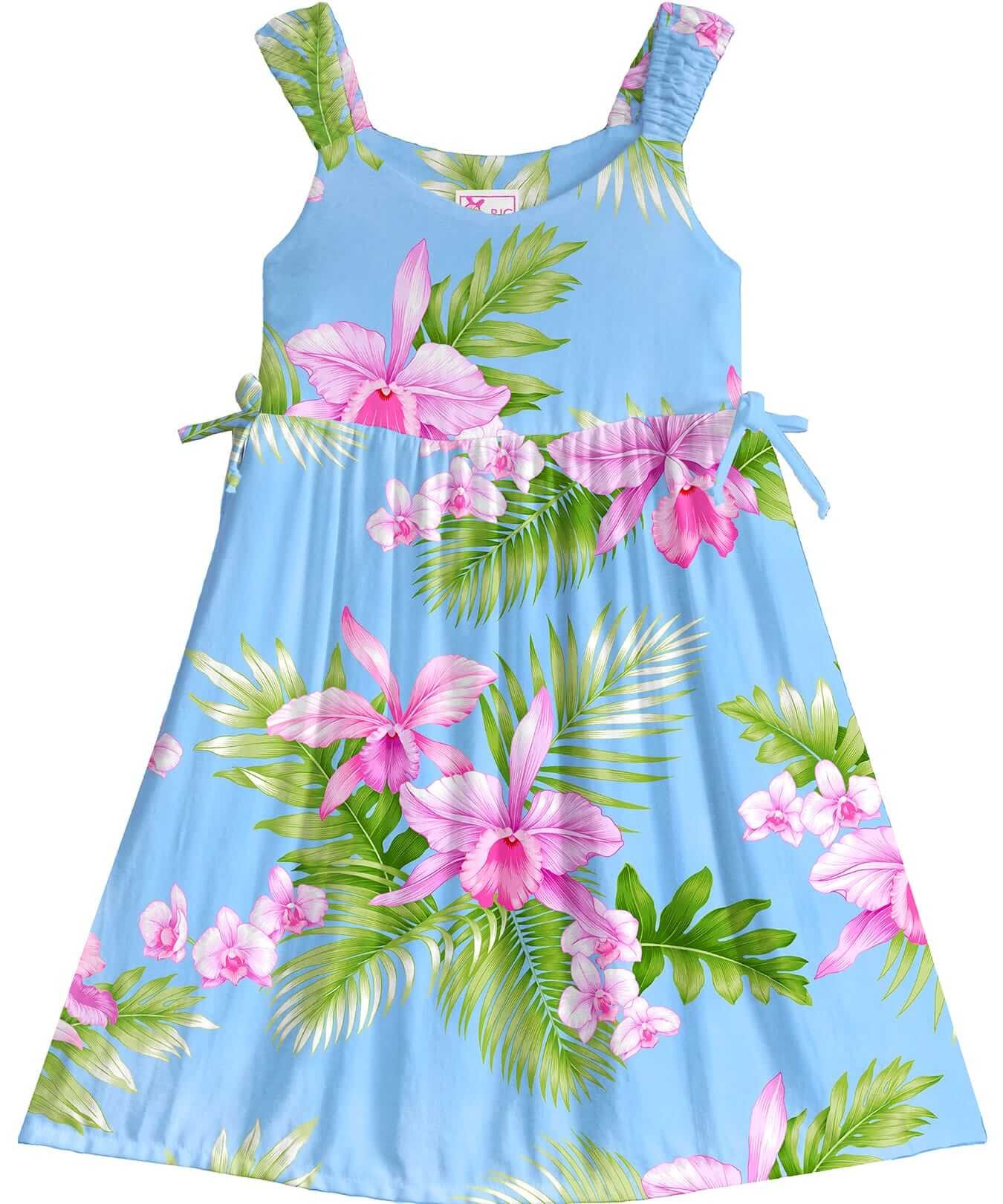 Bungee Girls Dress with Side Ties Blue