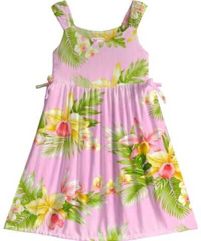 Bungee Girls Dress with Side Ties Pink