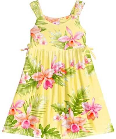 Bungee Girls Dress with Side Ties Yellow
