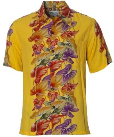 Retro Anthurium Panel Rayon Hawaiian Shirt Faded Sunny
