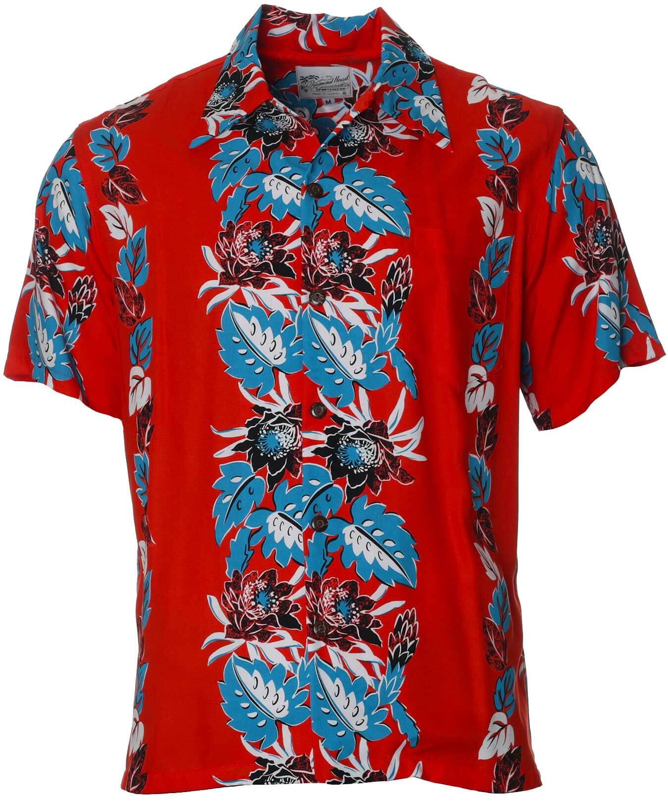 Night-Blooming Retro Rayon Aloha Men's Shirt Fire