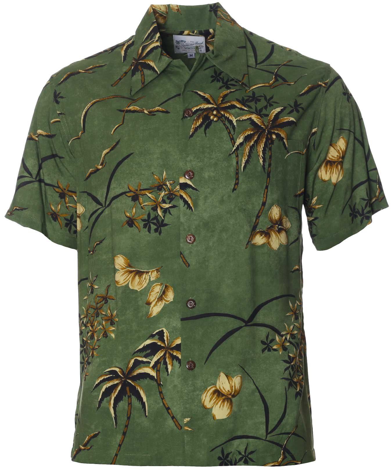 Retro Oasis Rayon Men's Hawaiian Shirt Moss