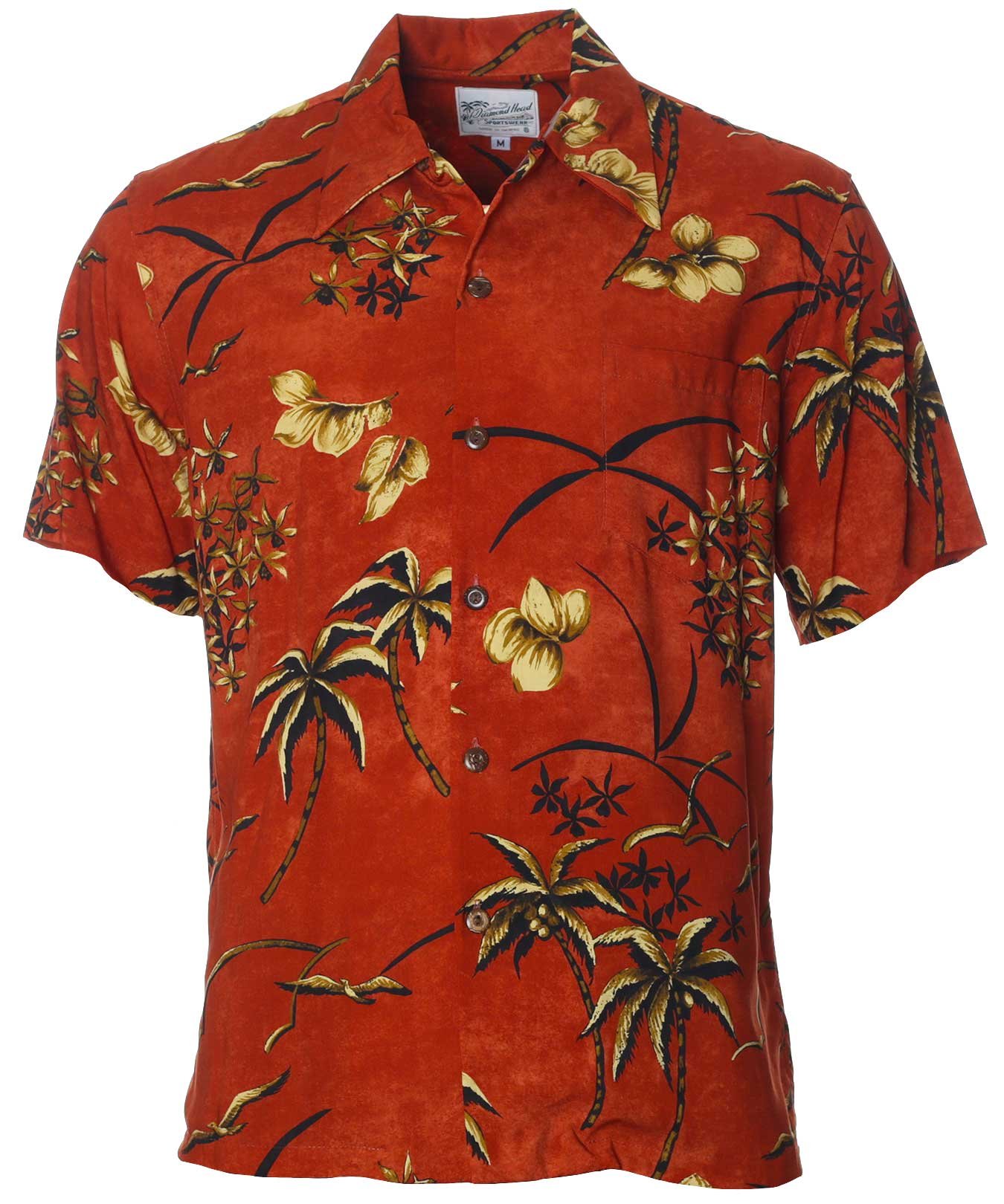 Retro Oasis Rayon Men's Hawaiian Shirt Rust