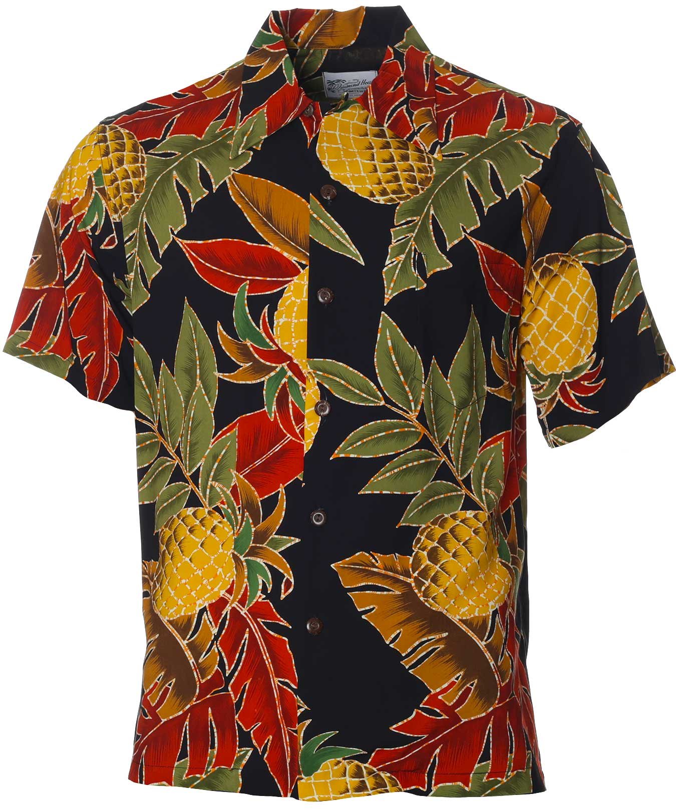 Retro Rayon Pineapples Men's Hawaiian Shirt Midnight