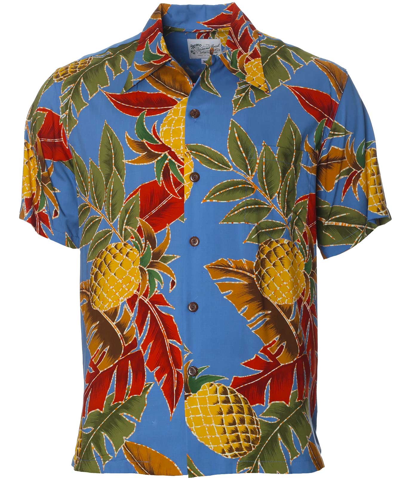 Retro Rayon Pineapples Men's Hawaiian Shirt Morning
