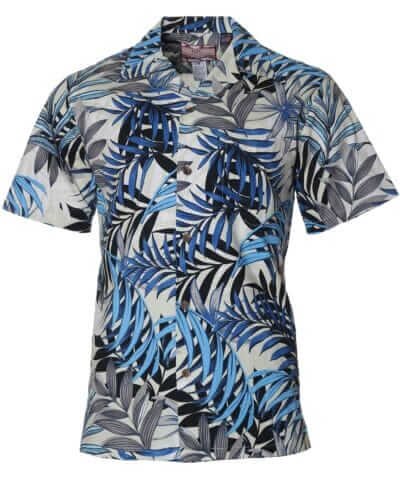 Hauoli Men's Cotton Aloha Shirt Blue