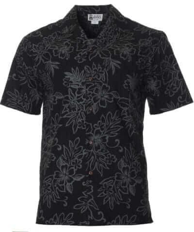Hibiscus Aloha Cotton Men's Shirt Black