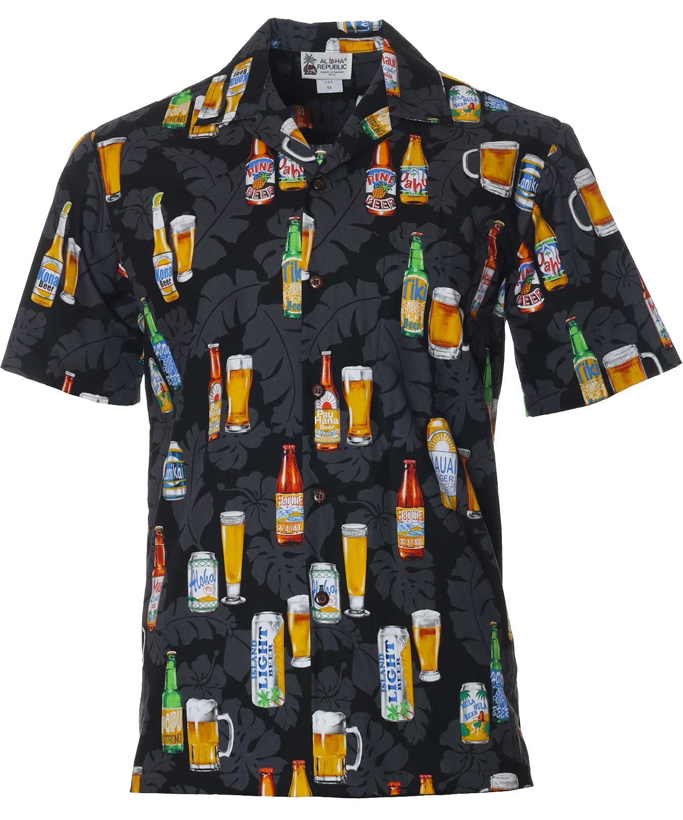 Aloha Beer Cotton Men's Hawaiian Shirt Black