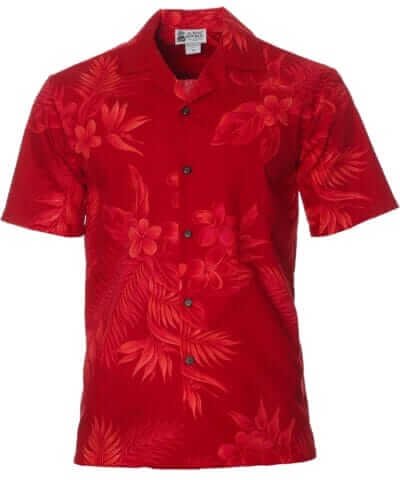 Forest Hawaiian Aloha Men's Shirt Red