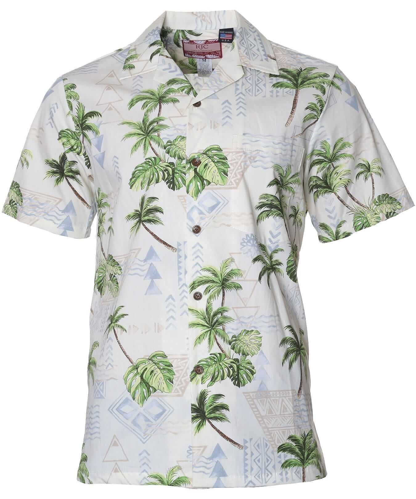 Hawaiiana Cotton Aloha Shirt for Men Beige