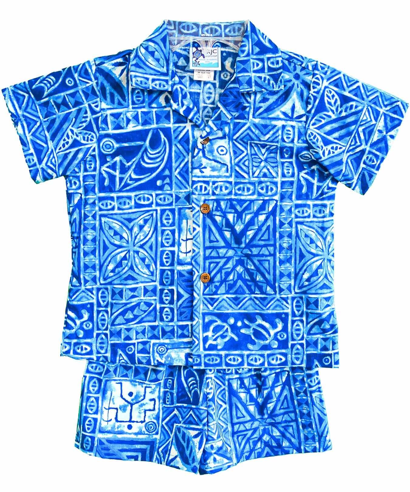 Toddler Boy's Tribal Shirt Shorts Cabana Set Royal Blue