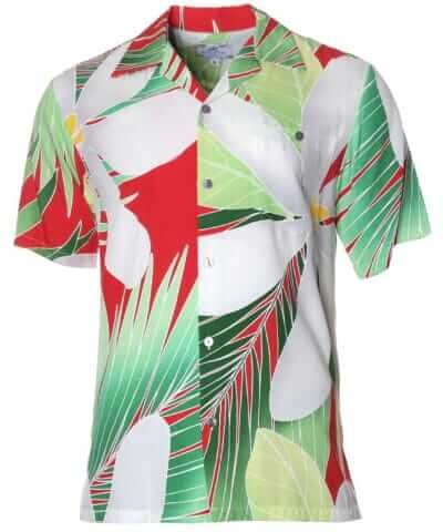Island Day Folded Collar Hawaiian Rayon Shirt Red