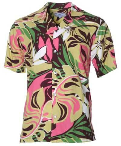 Rayon Open Pointed Folded Collar Aloha Shirt
