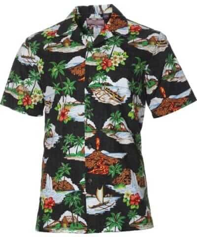 Big Island Cotton Men's Aloha Shirt Charcoal