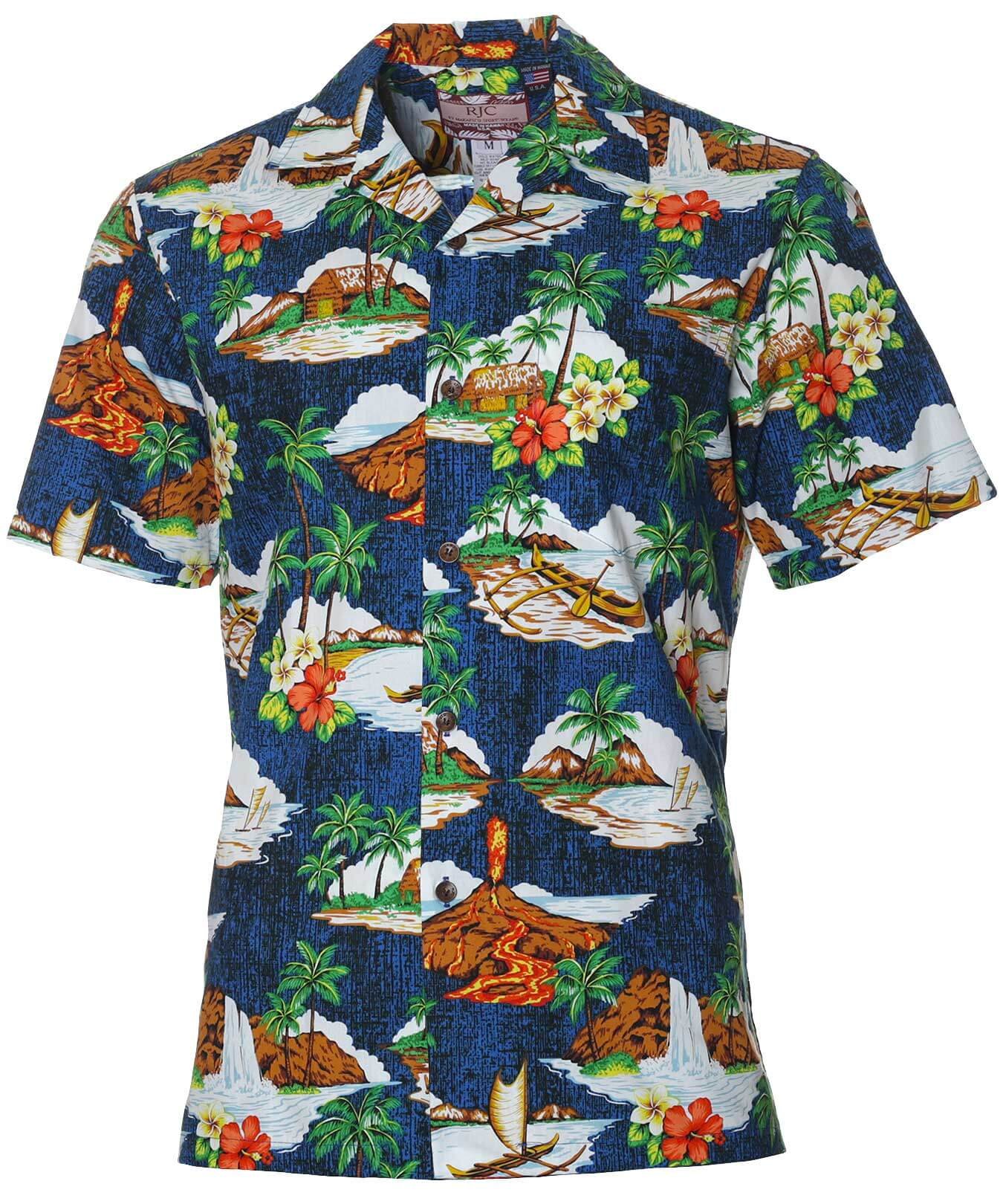 Big Island Cotton Men's Aloha Shirt Navy