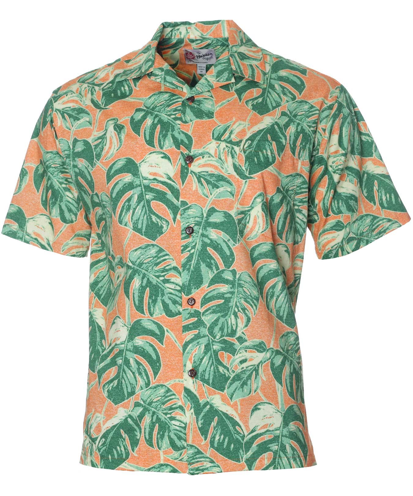 Hawaiian Resort Cotton Men's Shirt Orange