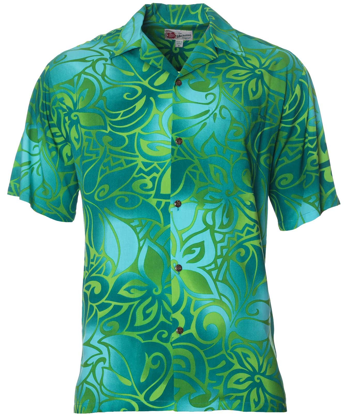 Tahiti Tiare Cotton Aloha Shirt Green