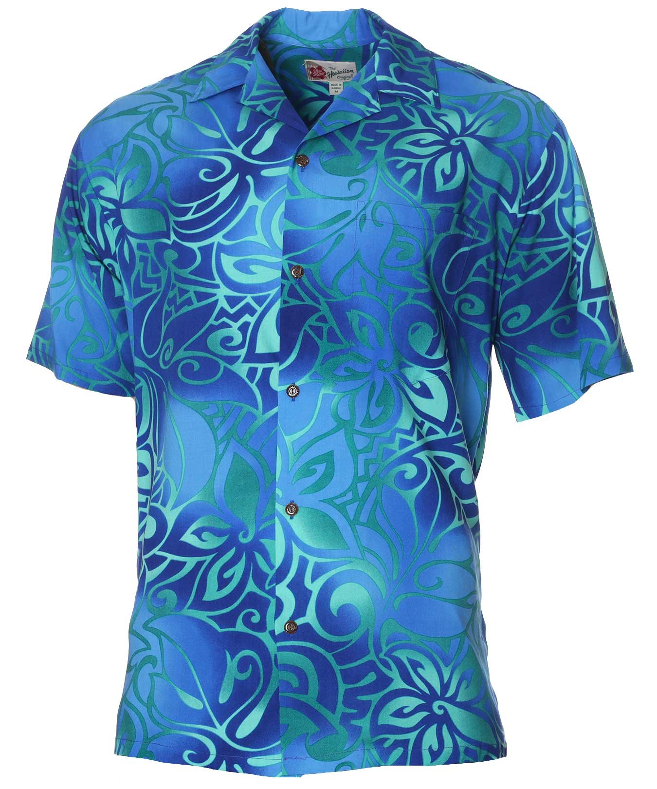 Tahiti Tiare Cotton Aloha Shirt Navy