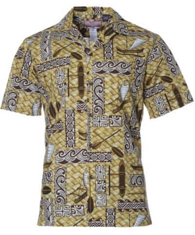 Outrigger Cotton Hawaiian Aloha Shirt Beige
