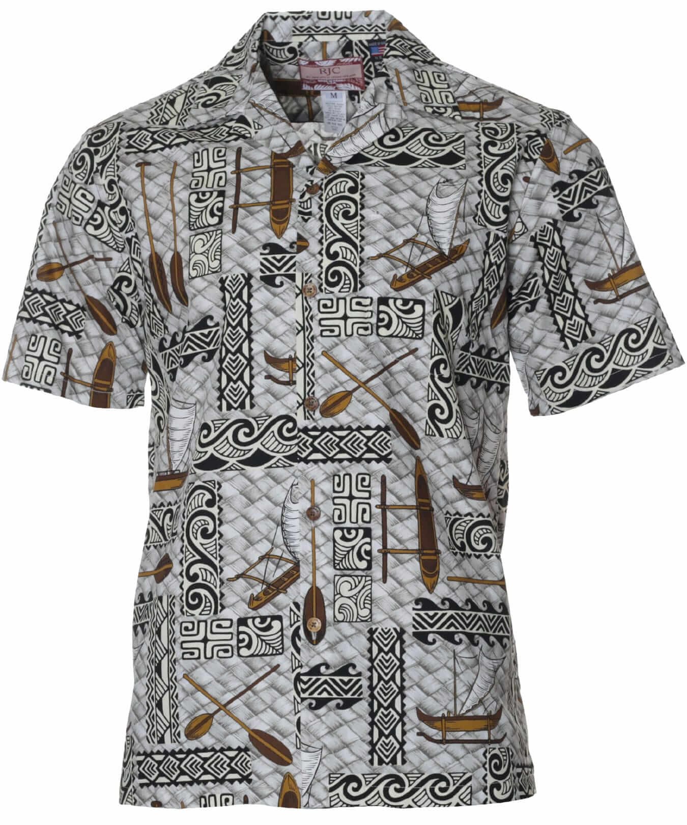Outrigger Cotton Hawaiian Aloha Shirt Charcoal