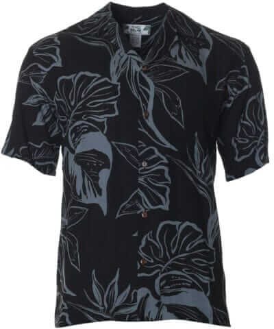 Rayon Fern Grotto Men's Aloha Shirt Black