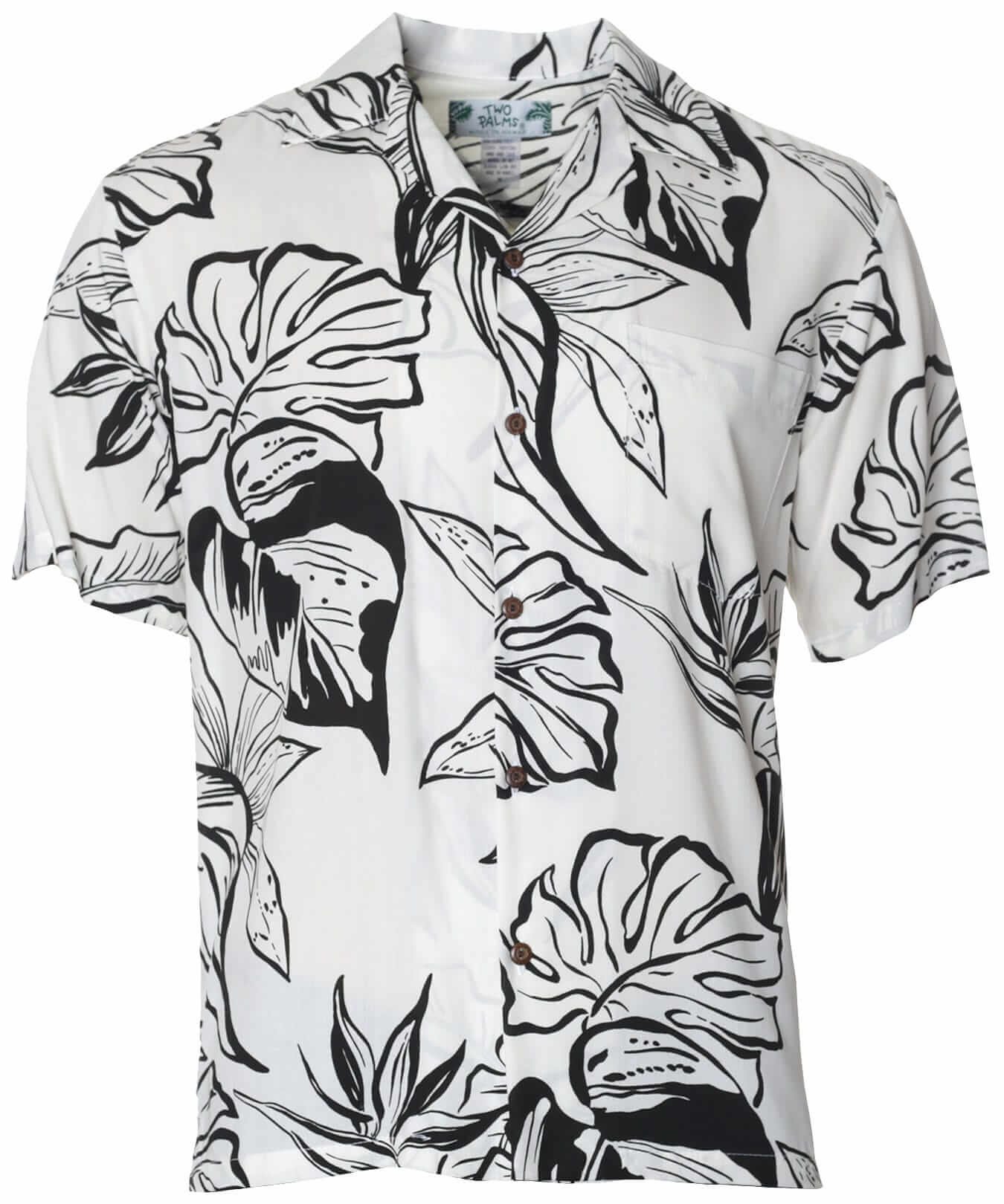 Rayon Fern Grotto Men's Aloha Shirt White